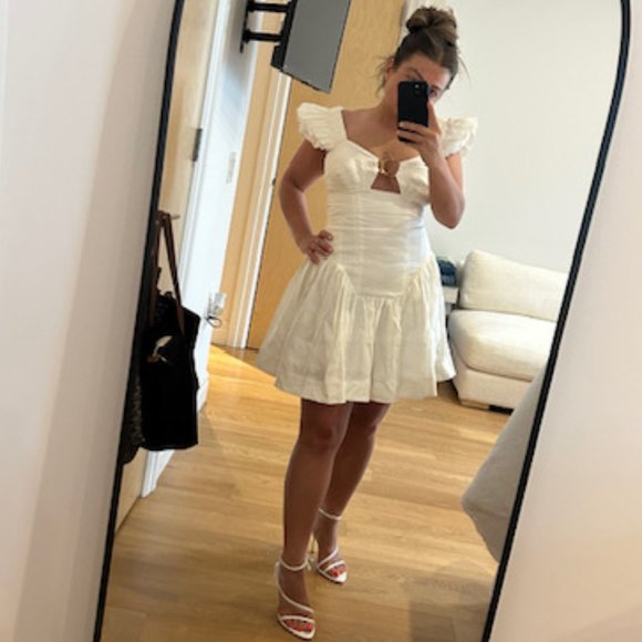 Aje Simone Frill Sleeve Mini in White - Picture 1 of 2
